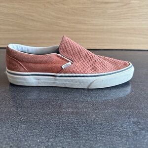 Vans Textured Slip-On Sneakers in Brick Red no insouls